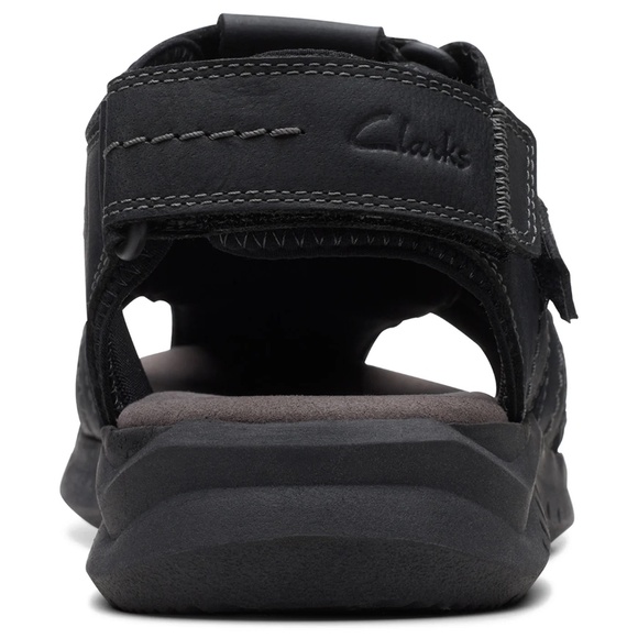 Clarks Mens Walkford Fishermand Sandal in Black Tumbled Leather. 26171793